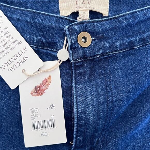 Chelsea & Violet Dark Blue, High Waisted, Extreme Flare, Jeans NWT- 26 - Picture 3 of 8